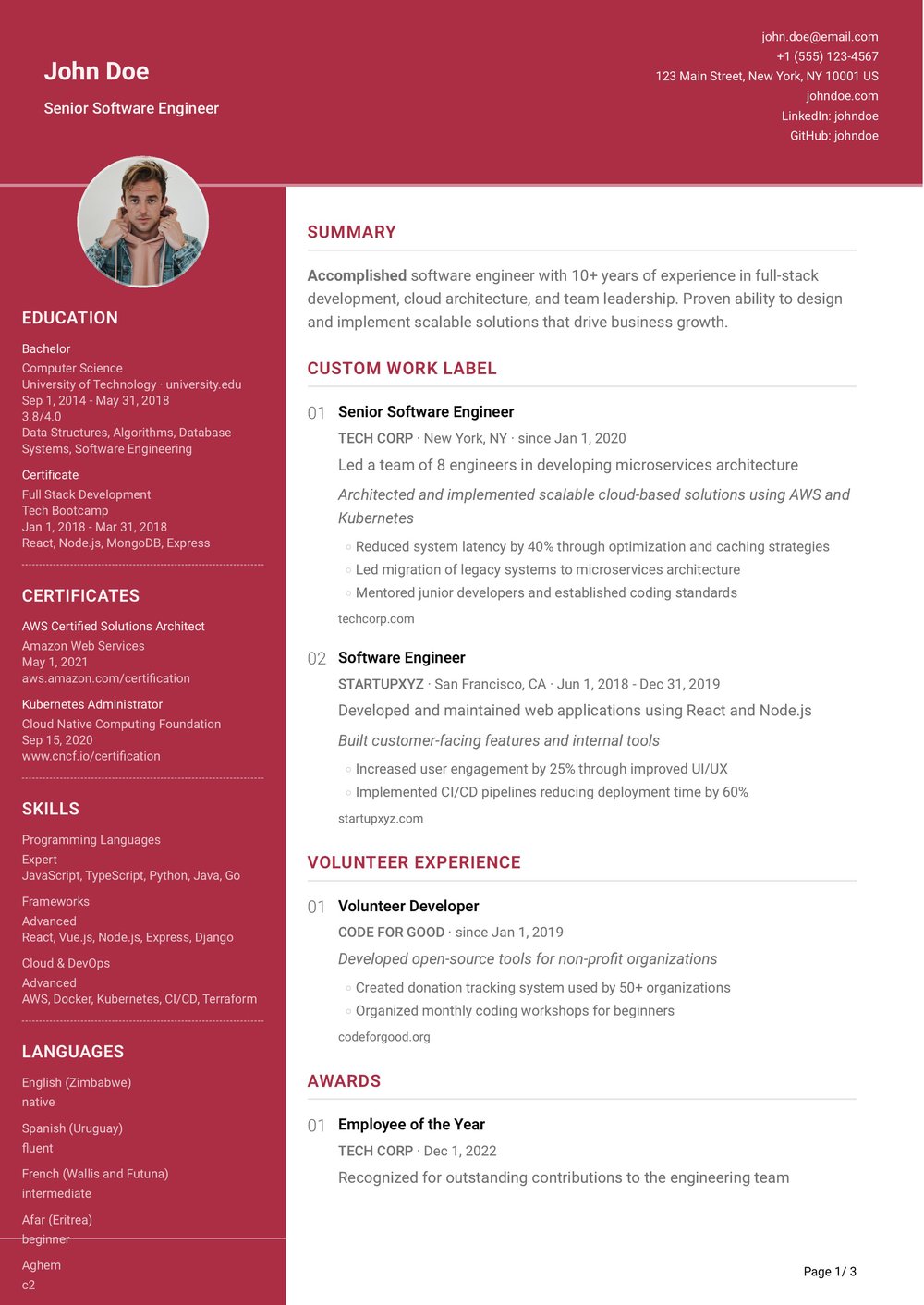 Amsterdam resume template
